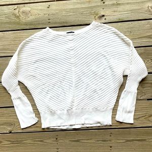 Alfani Womens White Ribbed Long Sleeve Sweater, Medium